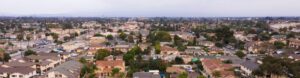 Day time aerial view of the dense residential core of Garden Grove, California